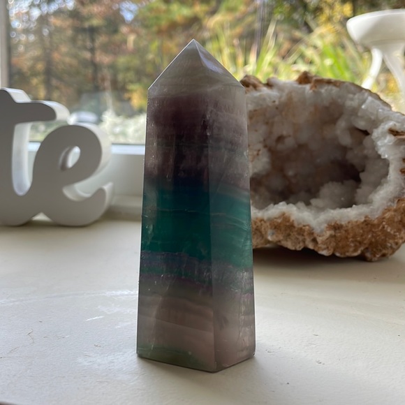 Beautiful Banded Large Chunky Fluorite Tower Obelisk - Picture 1 of 7